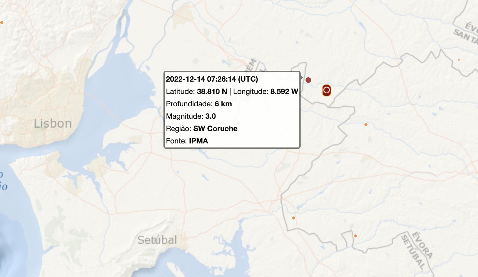 Sismo de magnitude 3 registado em Coruche