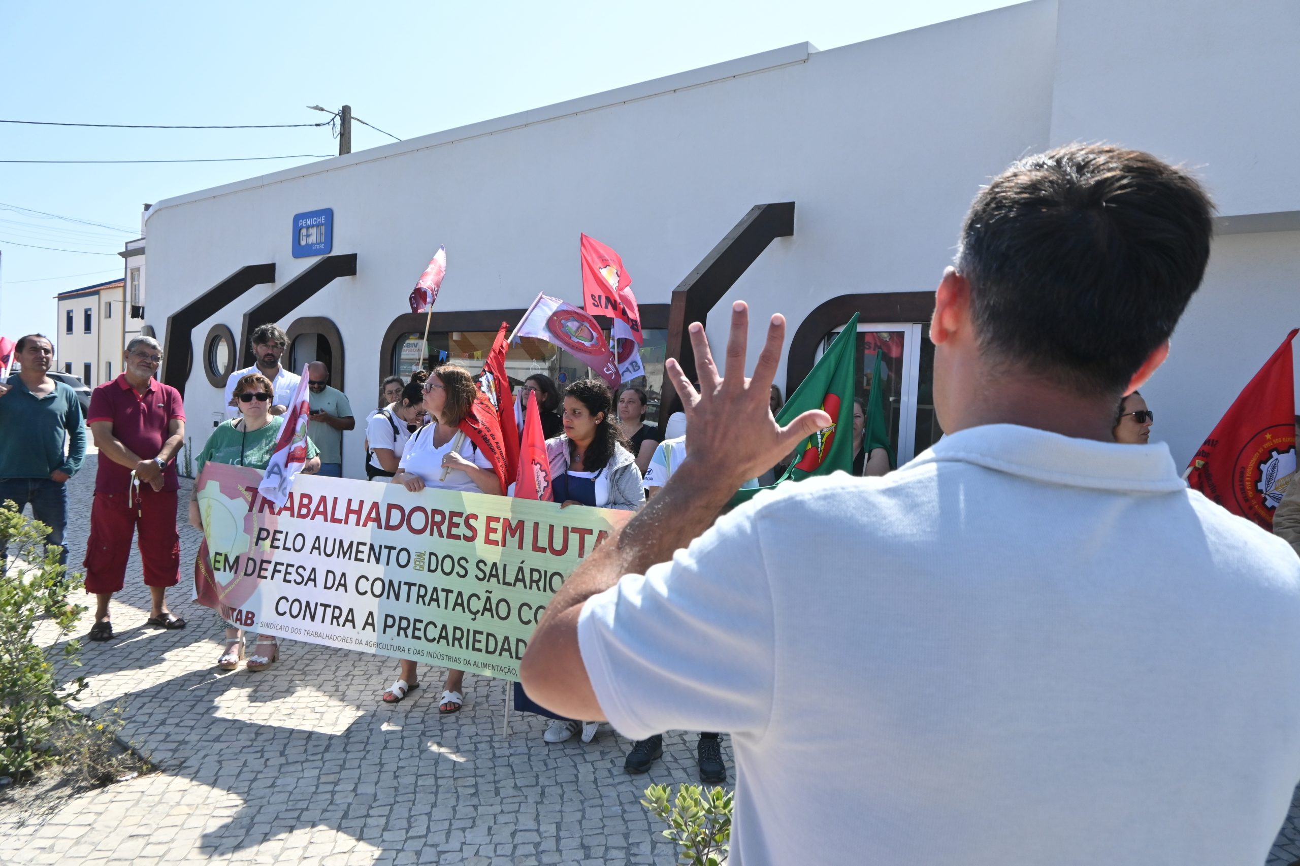 Greve em linhas de produção na indústria de conservas de peixe