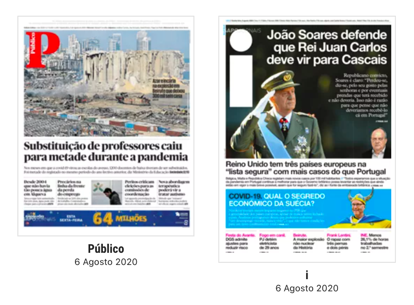 Revista de imprensa: Da explosão em Beirute à incógnita quanto ao paradeiro de Juan Carlos