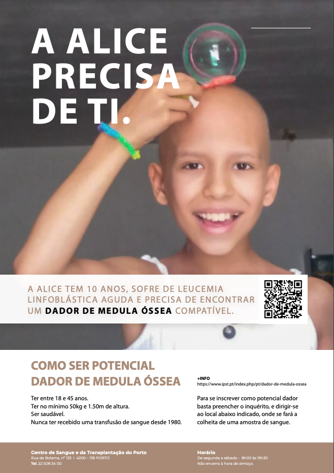 “A Alice precisa de ti”.  Procura dador de medula e “ainda está tudo em aberto”