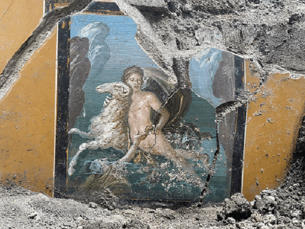 Fresco com o mito de Helle e Phrixus descoberto nas escavações em Pompeia