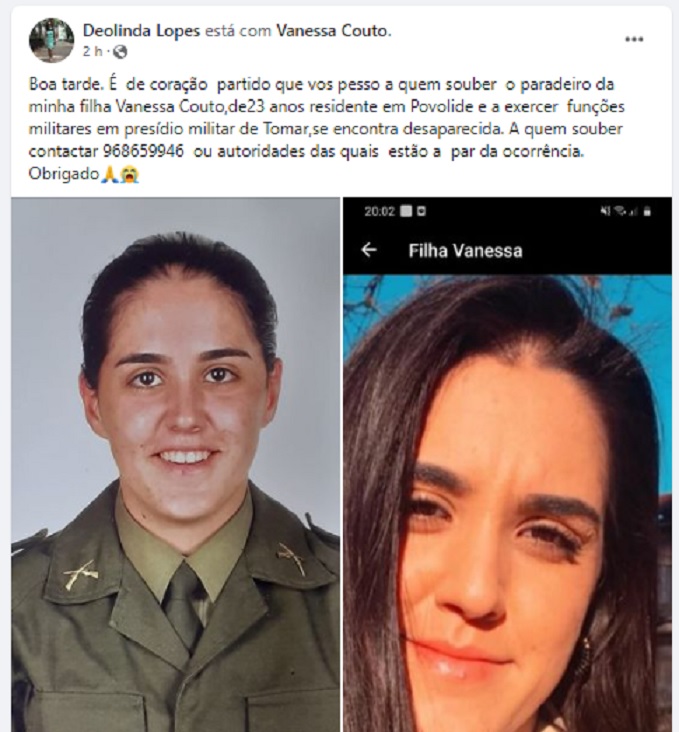 Encontrada com vida militar desaparecida há dez dias