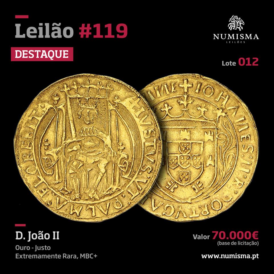 Numisma leva a leilão sete moedas de ouro avaliadas em 200 mil euros