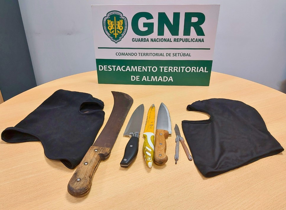 Vinte jovens identificados e cinco armas brancas apreendidas junto a escola na Charneca da Caparica
