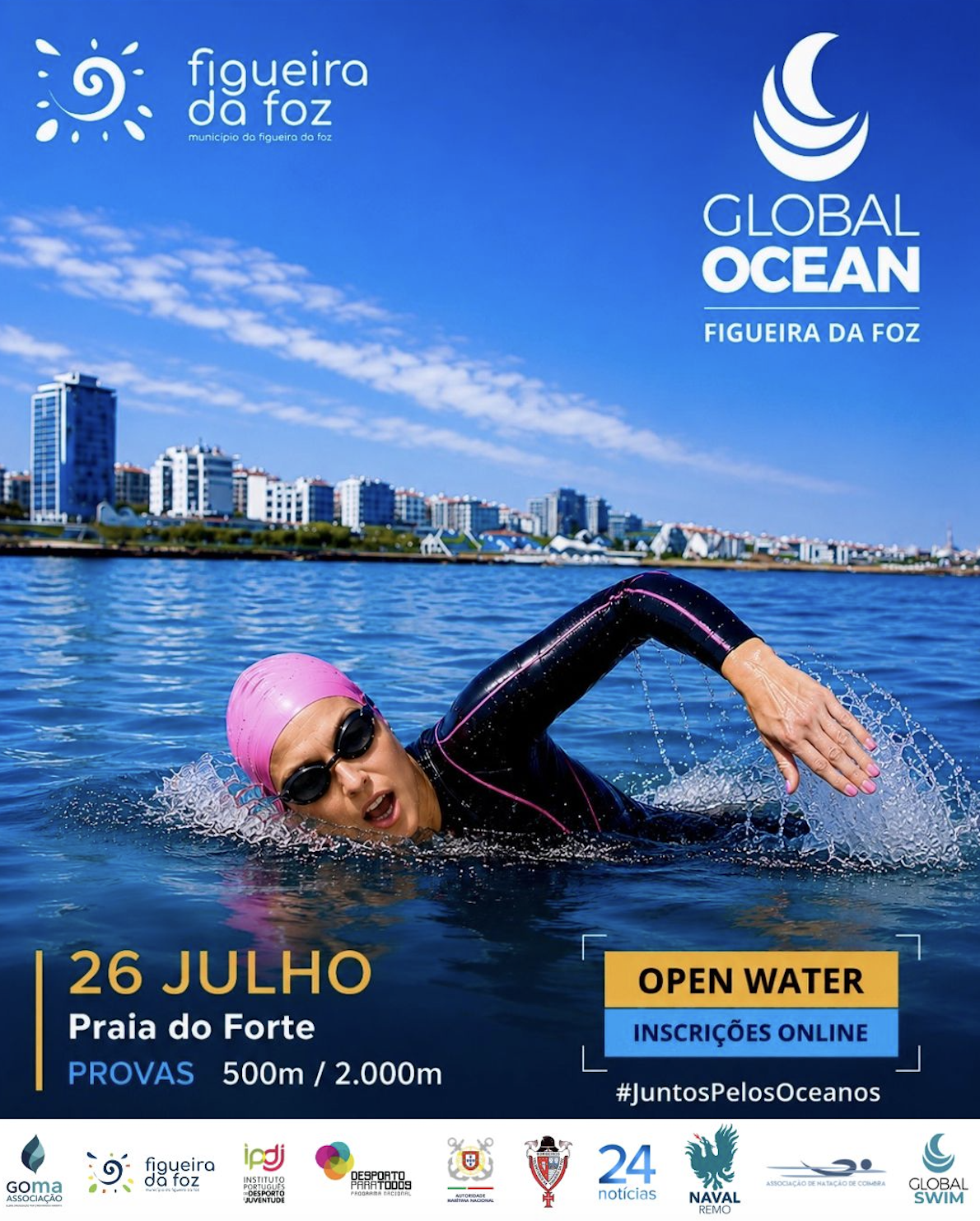 Nadar pelos oceanos. Global Ocean Swim volta a Cascais e a Sagres e estreia-se na Figueira da Foz