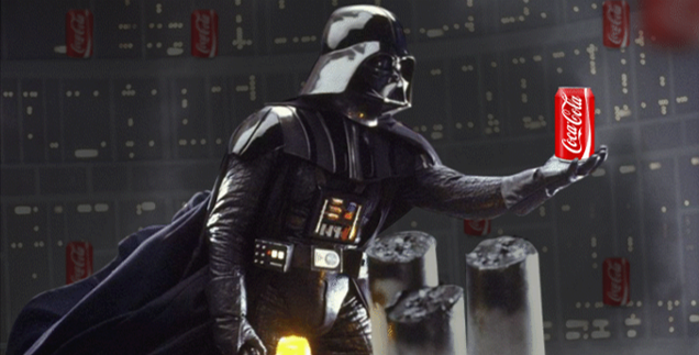 E se o Darth Vader bebesse uma Coca-Cola? É possível, mesmo nos primeiros filmes de “Star Wars”