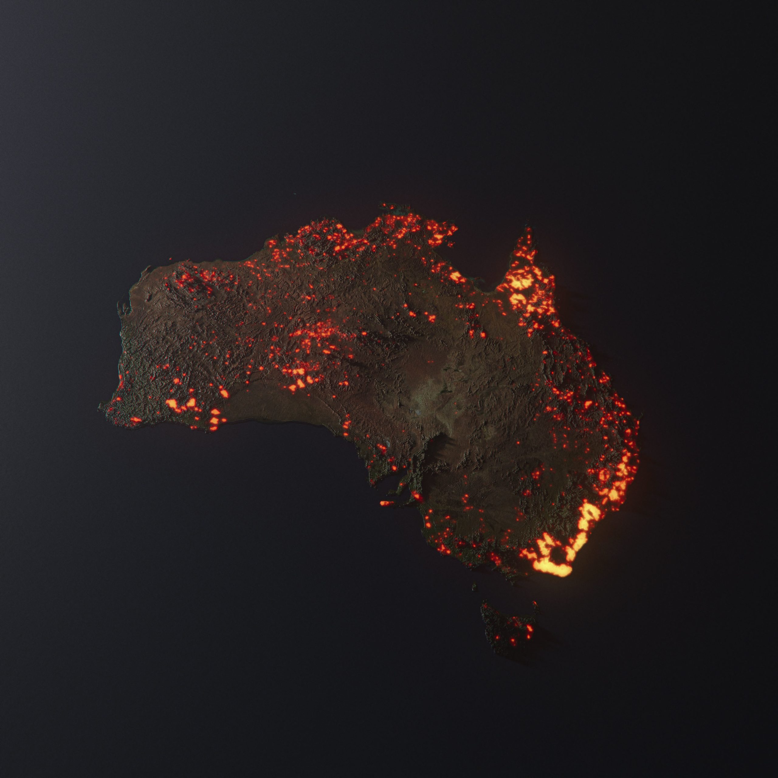 Partilhou esta imagem da Austrália a arder? É uma representação 3D, não é real