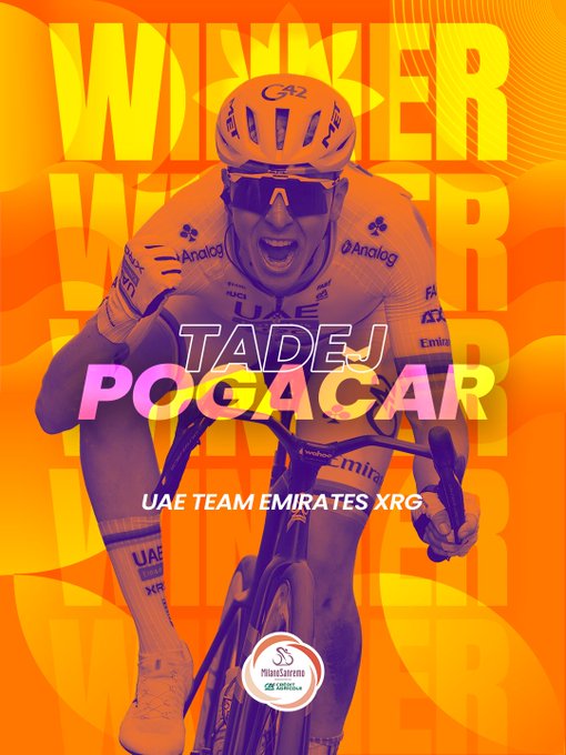 Pogačar vence Milão-Sanremo pela primeira vez após final emocionante
