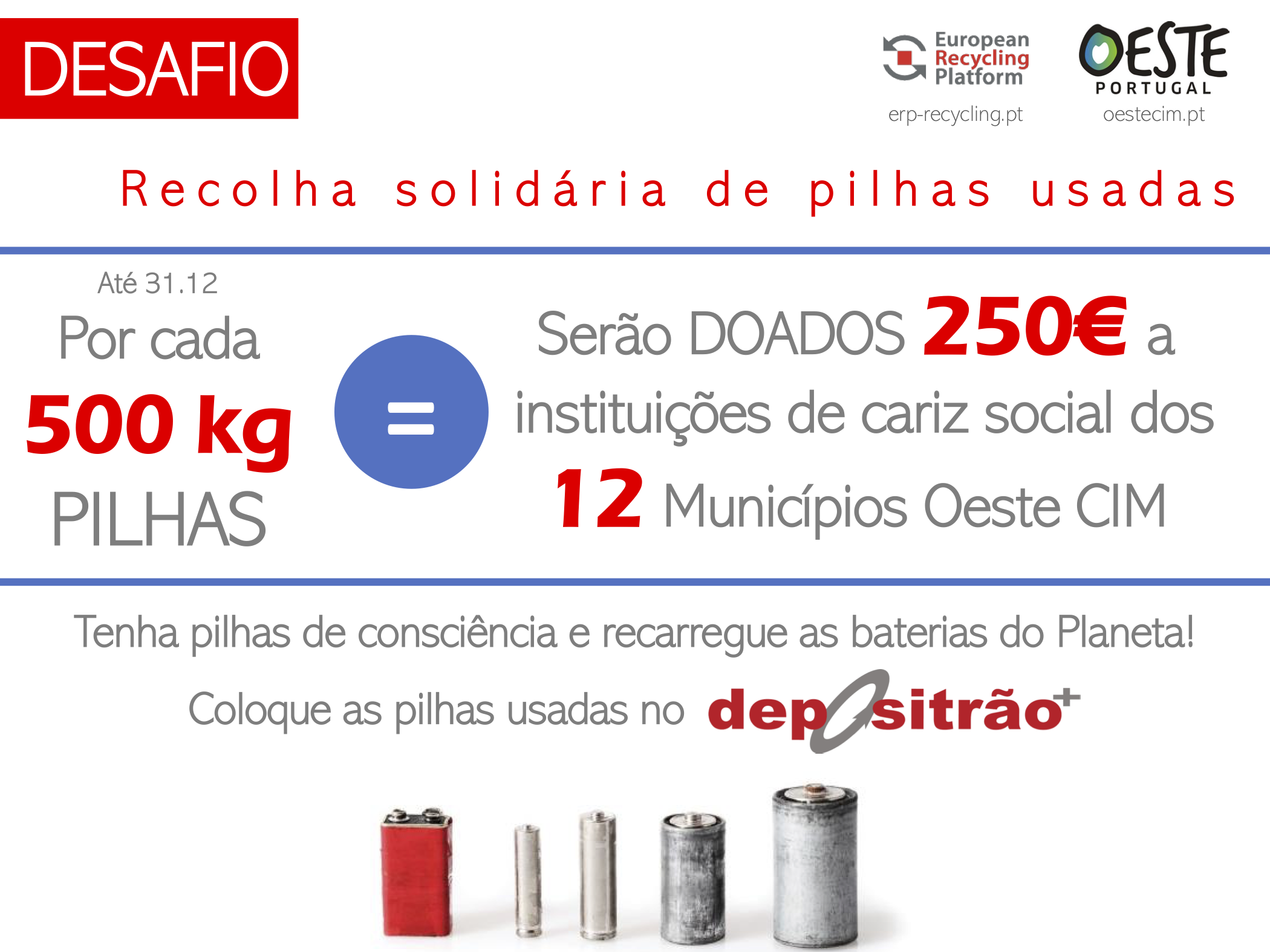 Oeste: recolher pilhas e baterias vai ajudar instituições de cariz social