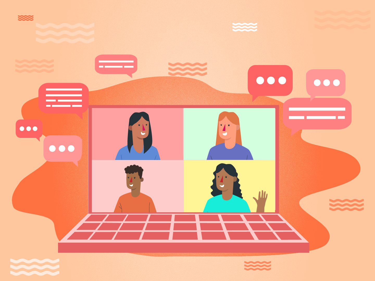 Testar a plataforma ou evitar interromper os outros. As regras de etiqueta para videoconferência de trabalho