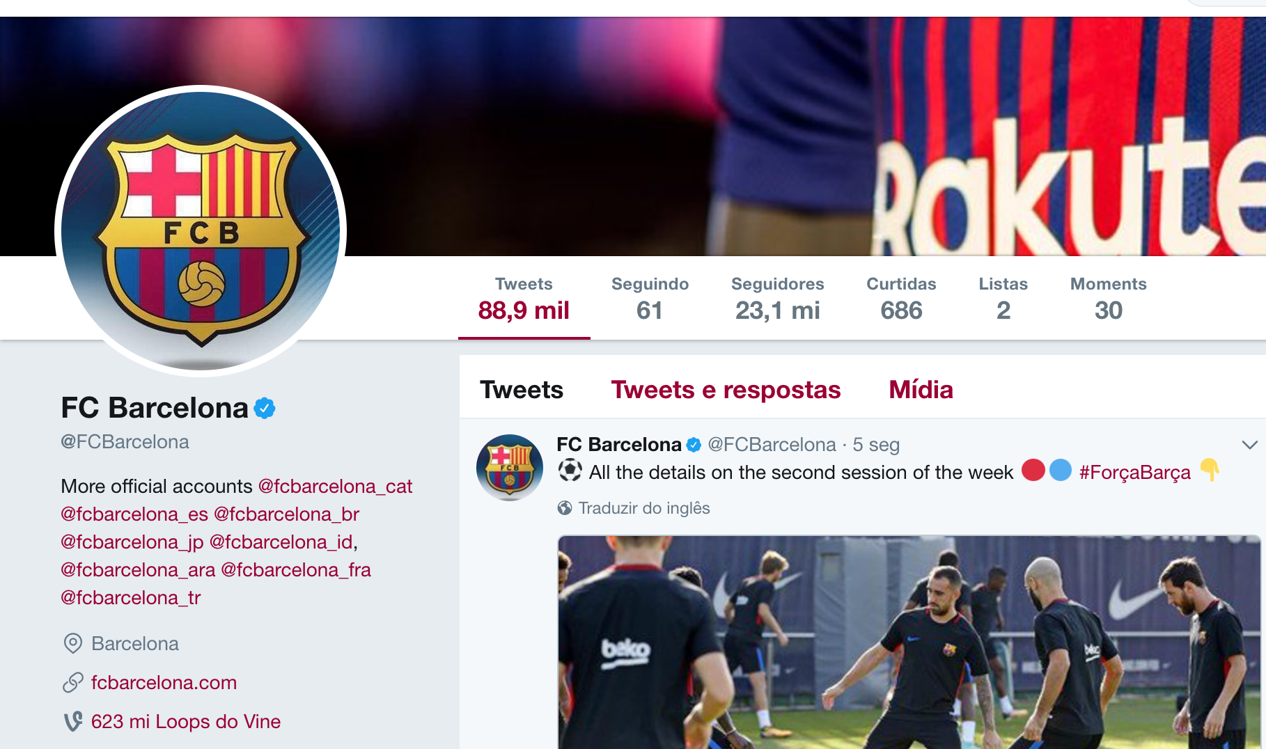 Conta do FC Barcelona no Twitter pirateada. Di Maria chegou a ser anunciado