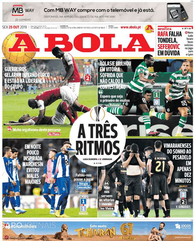 O fim da era Tomás Correia no Montepio e a noite europeia das equipas portuguesas em destaque nas capas dos jornais