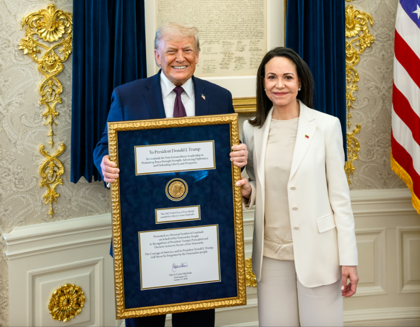 María Corina Machado oferece medalha do Nobel da Paz a Donald Trump