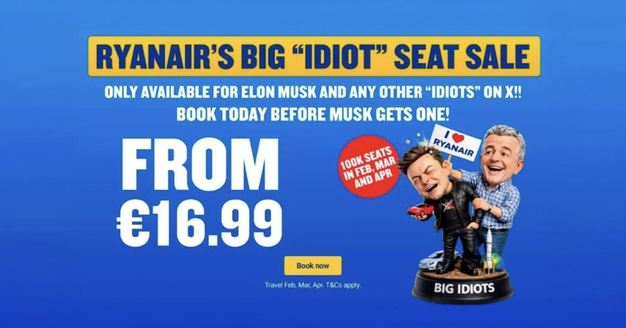 Trocar insultos com Elon Musk fez bem ao negócio da Ryanair, diz CEO