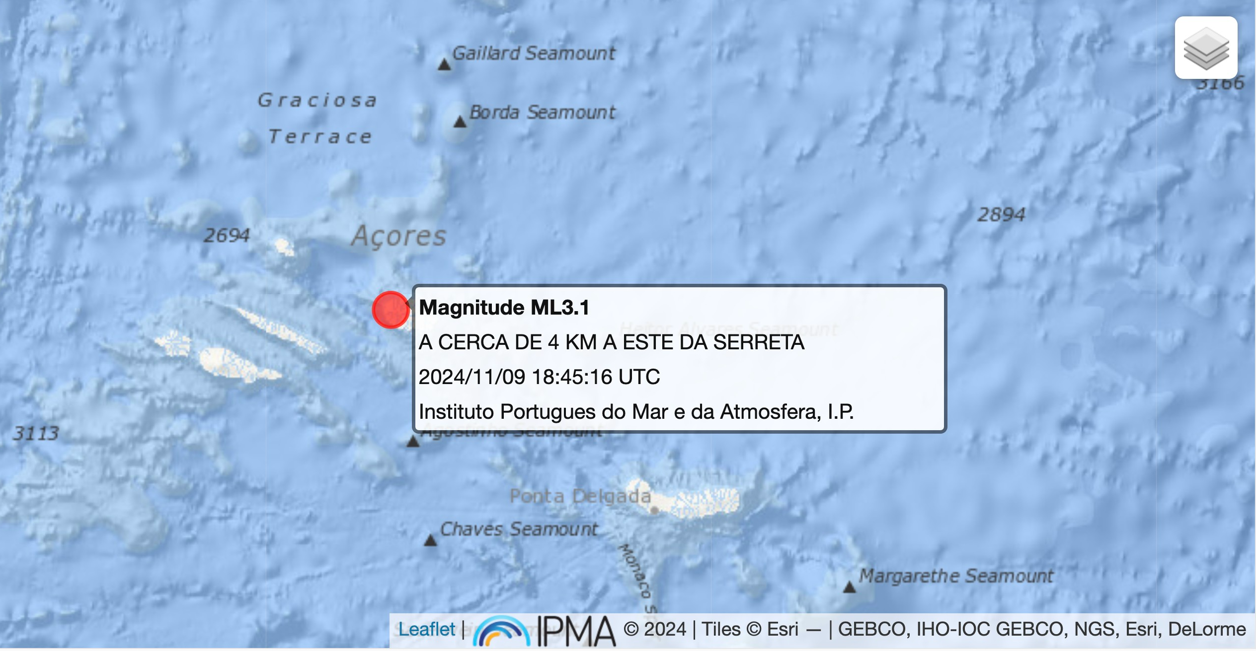 Sismo de magnitude 3,1 sentido na ilha Terceira