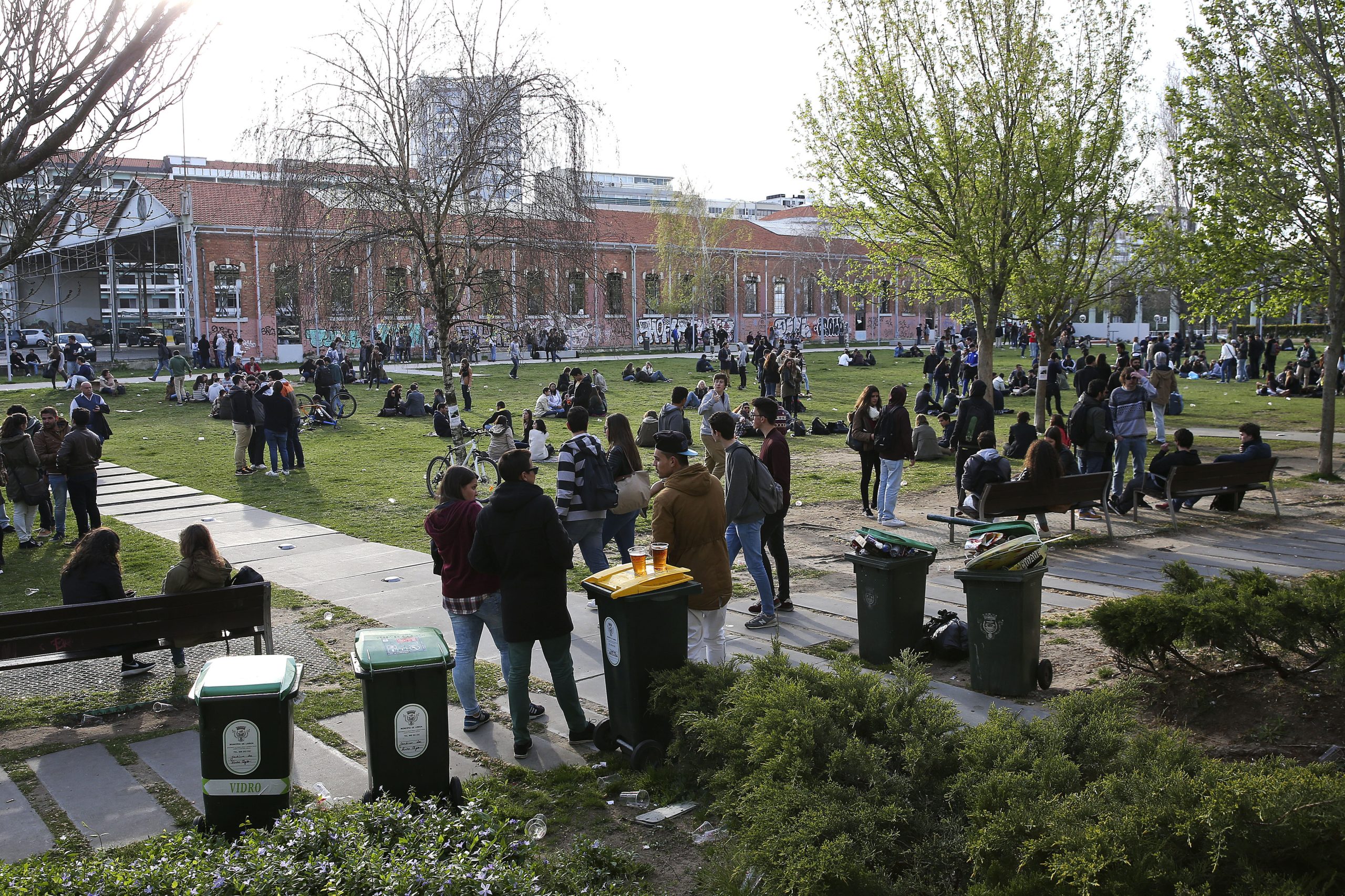 Universitários limpam Jardim do Arco do Cego em Lisboa. Mas não é praxe.