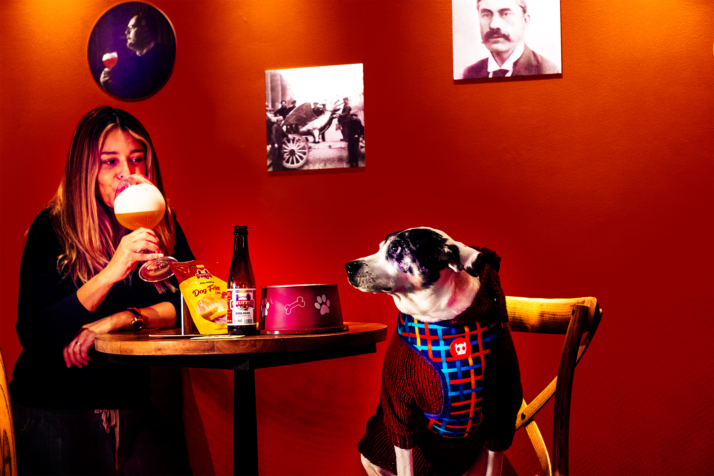 São duas cervejas, por favor, uma para mim, outra para o meu cão